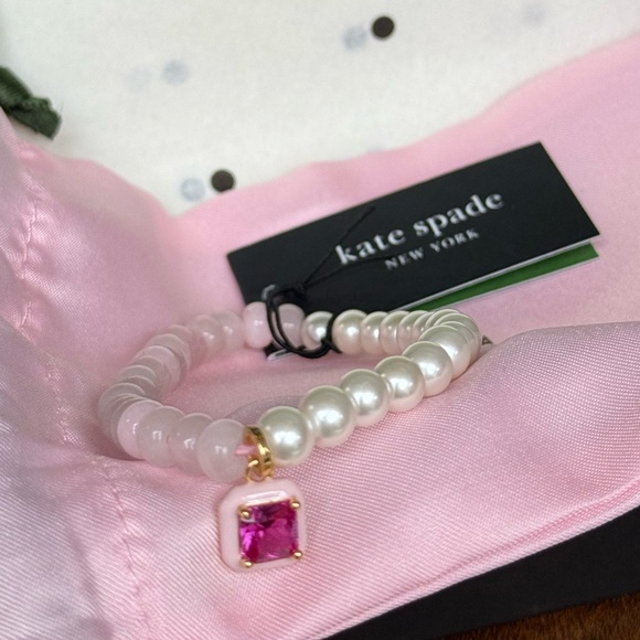 kate spade Jewelry - kate spade Pink Pearl Beaded Bracelet with Fuchsia Charm